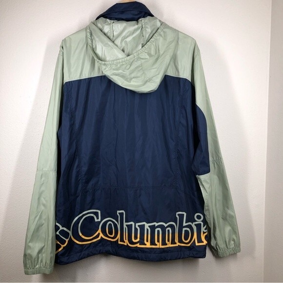 Columbia Point Park Men’s Hooded Light Weight Windbreaker Jacket Blue Green M - Picture 4 of 8
